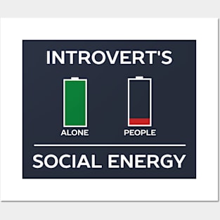 Energy Is Low Funny Introvert Humour Posters and Art